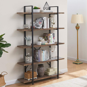 Estantería <span class=keywords><strong>de</strong></span> libros <span class=keywords><strong>de</strong></span> diseño europeo, <span class=keywords><strong>de</strong></span> madera, Industrial, <span class=keywords><strong>escalera</strong></span> <span class=keywords><strong>de</strong></span> 5 niveles, hecha con marco <span class=keywords><strong>de</strong></span> acero - Product Image 6