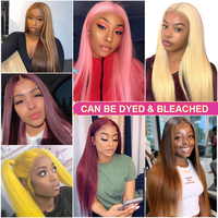 Cheveux Humains Vierges Brésiliens pour Perruque 13x6 HD pour Dentelle Densité 250% Noir Naturel Sans Colle Nœuds Blanchis Longue Longueur