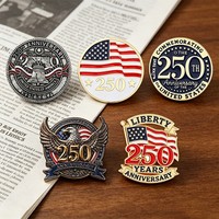 Épingles de revers en alliage de zinc émaillé souple, souvenir du 250e anniversaire de la Journée Nationale des États-Unis 2026, drapeau américain, pour casquettes, chapeaux et vêtements