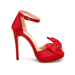 WETKISS quantité minimale de commande bas prix bon marché sandales à talons aiguilles sexy à bout ouvert sandales d'été à nœuds sandales à plateforme en satin rouge pour femmes - Product Image 2