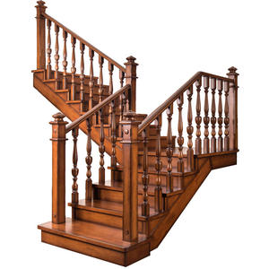 Escalera de ático de madera maciza de roble personalizada moderna, pasamanos de casa entera pintados en francés blanco para Villa, hoteles, apartamentos, directo de fábrica - Product Image 5