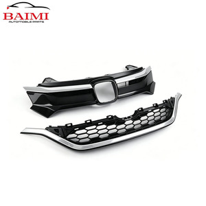 Parrilla Delantera para <span class=keywords><strong>Honda</strong></span> CR-V <span class=keywords><strong>2015</strong></span>-2016, Reemplazo del Conjunto de Parrilla Superior, Barra Cromada Individual, Malla Negra - Product Image 3