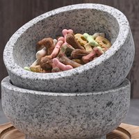 Vente en gros d'ustensiles de cuisine en pierre de granit vert naturel au design classique Dolsot soupe riz nouilles bol pot base en bois coréen grésillant