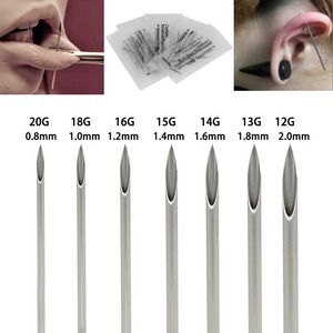 เข็มเจาะร่างกายแบบปลอดเชื้อ 100 ชิ้น ขนาด 12G 13G 14G 15G 16G 18G 20G สำหรับเจาะหู จมูก ริมฝีปาก สะดือ - Product Image 2