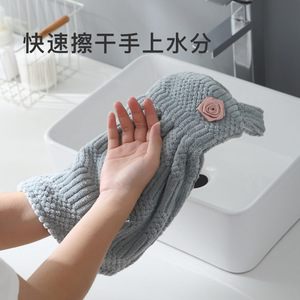Soft Microfiber Hand Towel Solid Color Rectangle Skin Friendly Home Use 80g 100g Kids Bath Towel With Hanger - Product Image 1