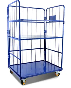 RB1005D Custom Foldable 4-Sided 500kg Powder Coating Or Electrogalvanizing Logistics Carts Cargo Trolley