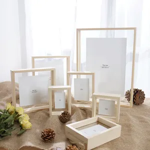 Wholesale Transparent Double Sided, Glass Picture Wooden Frame And Acrylic Floating Photo Frame Wall Art Marco/