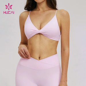<span class=keywords><strong>Reggiseno</strong></span> Sportivo da Donna OEM HUCAI <span class=keywords><strong>con</strong></span> Logo Personalizzato, Traspirante, Imbottito, Scollo a V Intrecciato, Push-up, per Palestra e Fitness, <span class=keywords><strong>con</strong></span> <span class=keywords><strong>Spalline</strong></span> Sottili <span class=keywords><strong>Incrociate</strong></span> - Product Image 1
