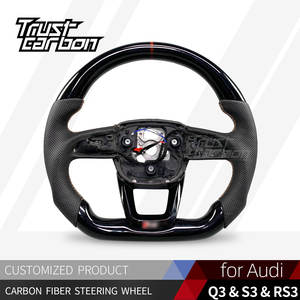 Volante de Fibra de Carbono Negro Brillante Personalizado para Audi Serie <span class=keywords><strong>Q</strong></span> S <span class=keywords><strong>RS</strong></span> 2016-2024 RS3 RS5 Q3 Q5 Q7 Q8 - Product Image 2
