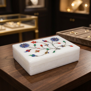 Stonecrafts International Modern Marble Square Engraved Jewelry Box Custom Sizes High Export Quality Storage Accessories - Product Image 3