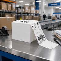 Label Printer Thermal Langsung Putih 4" X 6" Dapat Digunakan Kembali, Kertas Stiker Perekat Kustom Tahan Air, Label Thermal Langsung Supermarket
