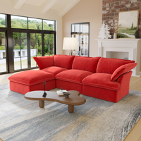 VOXHOME Vente en gros de meubles de salon nordiques confortables 3 4 5 6 7 places Ensemble de canapé-lit modulable en velours rouge