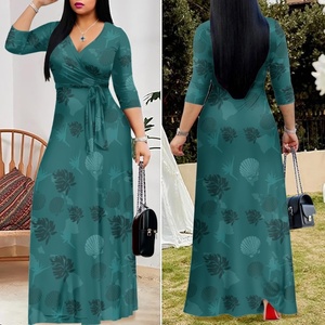 Abito <span class=keywords><strong>da</strong></span> <span class=keywords><strong>sera</strong></span> Chic con collo a V stampato personalizzato Maxi abito Casual con Design a conchiglia - Product Image 2