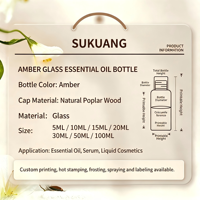 Flacons compte-gouttes en verre ambré de 5 ml à 100 ml pour huiles essentielles avec bouchon en bois naturel, flacons de recharge pour sérum cosmétique avec compte-gouttes inviolables