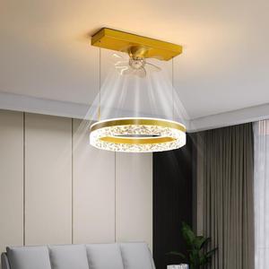 Nouveauté Ventilateur de plafond LED commercial 220V Télécommande intelligente Lampe en cristal 5 vitesses Hôtel Décoratif Moteur CC Moderne - Product Image 4