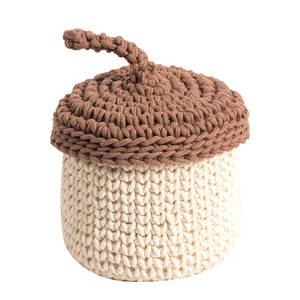 Handmade Cotton Rope Crochet <b>Storage</b> <b>Basket</b> Round Desktop Plant Pot Decor Cosmetic Organizer Woven <b>Baskets</b> Shandong - Product Image 4