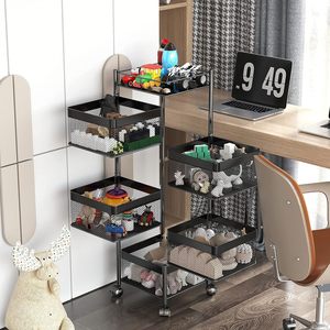 Kitchen Foldable Modern Rotating Multi-tier Metal <b>Storage</b> Rack with Wheels for Fruit and <b>Vegetable</b> - Product Image 3