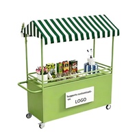 Chariot de Restauration Mobile Personnalisable en Fer Forgé avec Auvent – Stand de Vendeur Ambulant pour Marché Extérieur et Vente de Snacks de Nuit