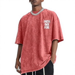 Fournisseur en gros personnalisé – T-shirt homme streetwear oversize de haute qualité, en coton épais délavé à l'acide, avec impression graphique sérigraphiée - Product Image 1