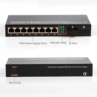 OEM 1F4E 10/100/1000M Reverse POE Switch 4 Port Gigabit Single Mode Fiber Media Converter 3km/20km Transmisi Bersertifikasi CE/FCC