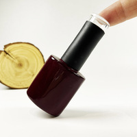 Bouteille en verre plate pour vernis à ongles rouge brillant 15 ml avec pinceau applicateur pour gel UV