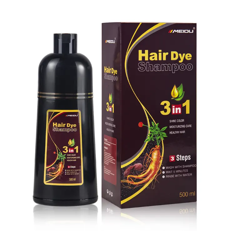 500Ml Haarkleur Shampoo Snelle Verzending Private Label Magic Biologische Ammoniak Gratis Permanente Kruiden Haarverf Kleur Shampoo