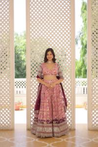 Export Quality Pure <b>Viscose</b> Jacquard <b>Fabric</b> Lehenga Choli and Dupatta Set for Special Occasion for Export Sale - Product Image 3