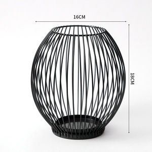 Home Living Room Decorative Retro Iron <strong>Metal</strong> Black Candle Holders <strong>Lanterns</strong> Candle Jars Ornament - Product Image 6