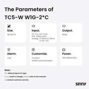 Controlador de Temperatura Digital PID Sinny TC5-W W1G-2*C 96*48 con Salida de Relé/SSR 100-240VAC/DC, Una Alarma, Función RS485 - Product Image 3