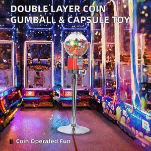 Coin Operated Double Layers Plastic Gumball Candy Vending Machine with Bouncing <b>Ball</b> Toy and English Support Capsule Machine - Product Image 2