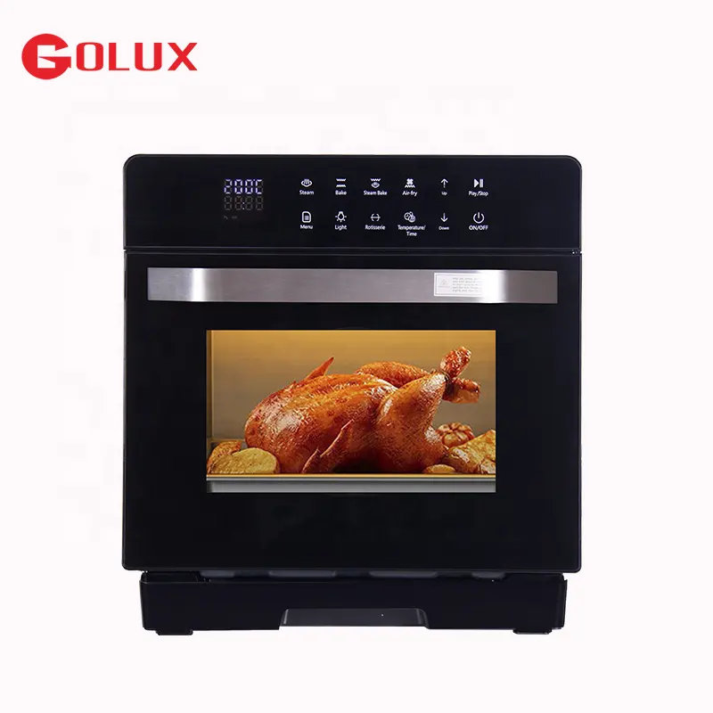 Horno de aire de convección, 20L, Digital, inteligente, de sobremesa, con 20 menús preestablecidas, pantalla táctil LED, acero inoxidable, 1950W