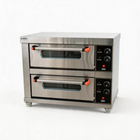 Four électrique professionnel en acier inoxydable à deux niveaux et deux plateaux avec contrôle numérique pour la cuisson de pizzas et de pains