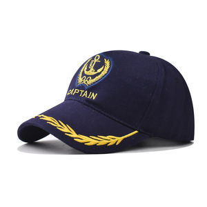 <span class=keywords><strong>Gorra</strong></span> de béisbol étnica azul marino de 5 paneles vintage sombrero ceremonial de capitán Blanco alto logotipo personalizado para europeos americanos comunes - Product Image 2