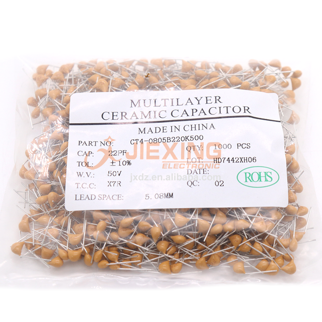 Multilayer Ceramic Capacitor 10PF 20PF 22PF 30PF 33PF 39PF 47PF 68PF 100NF 120PF 150PF 104 50V 5.08mm Pitch 0805 MLCC DIP