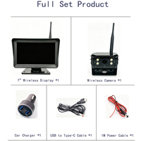 Écran de voiture 7 pouces 2CH AHD avec écran partagé, caméra de recul sans fil 720P HD vision nocturne, étanche IP68, DVR