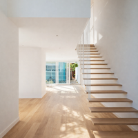 Escalier en bois moderne et durable, préfabriqué, pour immeuble d'appartements, escalier flottant mural intérieur pour petits espaces