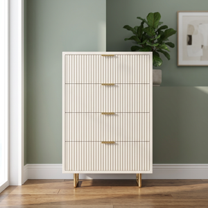 Cómoda Alta Moderna Escandinava de 4 Cajones, Venta al Por Mayor de Fábrica, Color y Tamaño Personalizables, Madera de Pino y Hierro, para Sala de Estar y Dormitorio - Product Image 3
