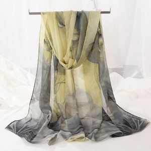 Pañuelo de Chifón para Mujer BESTELLA, Diseño Floral, Ligero, de Poliéster Transparente, Estilo Chal, con Estampado de Loto, en Oferta - Product Image 4