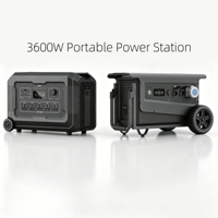 Station d'alimentation portable à onde sinusoïdale pure 3600W avec batterie LiFePO4 et générateur solaire MPPT intégré, 220V, alimentation de secours domestique