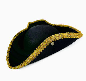 <span class=keywords><strong>Chapeau</strong></span> de pirate <span class=keywords><strong>colonial</strong></span> noir à trois pointes pour Halloween, cosplay de pirate - Product Image 6