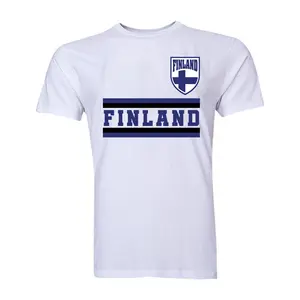 Print On Demand Dummer Crewneck T-shirt White Classic Finnish Cross Flag Pattern Shirt Men Short Sleeve Simple Sublimation Tees