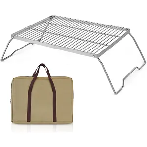 [AMZ Venda QUENTE] Outdoor Churrasqueiras Ferramenta Grelhas de titânio Grate Folding inoxidável camping churrasco Grill Grate Folding Campfire Rack