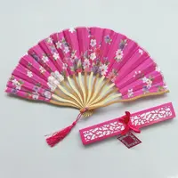 Hand Fan Fan Multi Color Custom Logo Printing Hand Held Fan With Paper Box Satin Bamboo Folding Hand Fan Wedding
