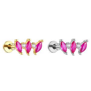 Boucles d'oreilles en alliage de zinc en forme de fleur avec incrustation de zircon pour bijoux de piercing tendance pour les fêtes - Product Image 4