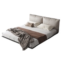 Lit flottant japonais à plateforme queen Lit flottant en bois Base de lit king size en cuir véritable