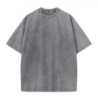 T-shirt Homme Personnalisable en Coton Pur Tricoté, Coupe Boxy Vintage, Col Rond, Manches Courtes, Uni, Respirant, Style Rétro Lavé pour l'Été