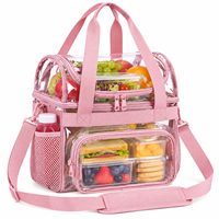 Sac isotherme transparent à double compartiment en PVC avec poche avant zippée, porte-bouteille et bandoulière réglable – Vente en gros