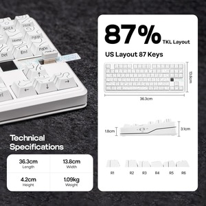 Clavier mécanique AULA F87 <span class=keywords><strong>Pro</strong></span> V2 TKL, sans fil, trois modes, éclairage RGB, touches PBT, montage Gasket, clavier de jeu pour PC - Product Image 6