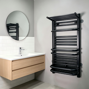 Sèche-serviettes avec thermostat, porte-serviettes <span class=keywords><strong>chauffant</strong></span> en acier inoxydable noir, séchoir à serviettes de salle de bain à chauffage rapide - Product Image 3