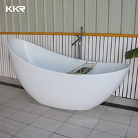 Baignoire autoportante ovale en pierre artificielle moderne avec garantie de 5 ans, surface solide sur mesure
